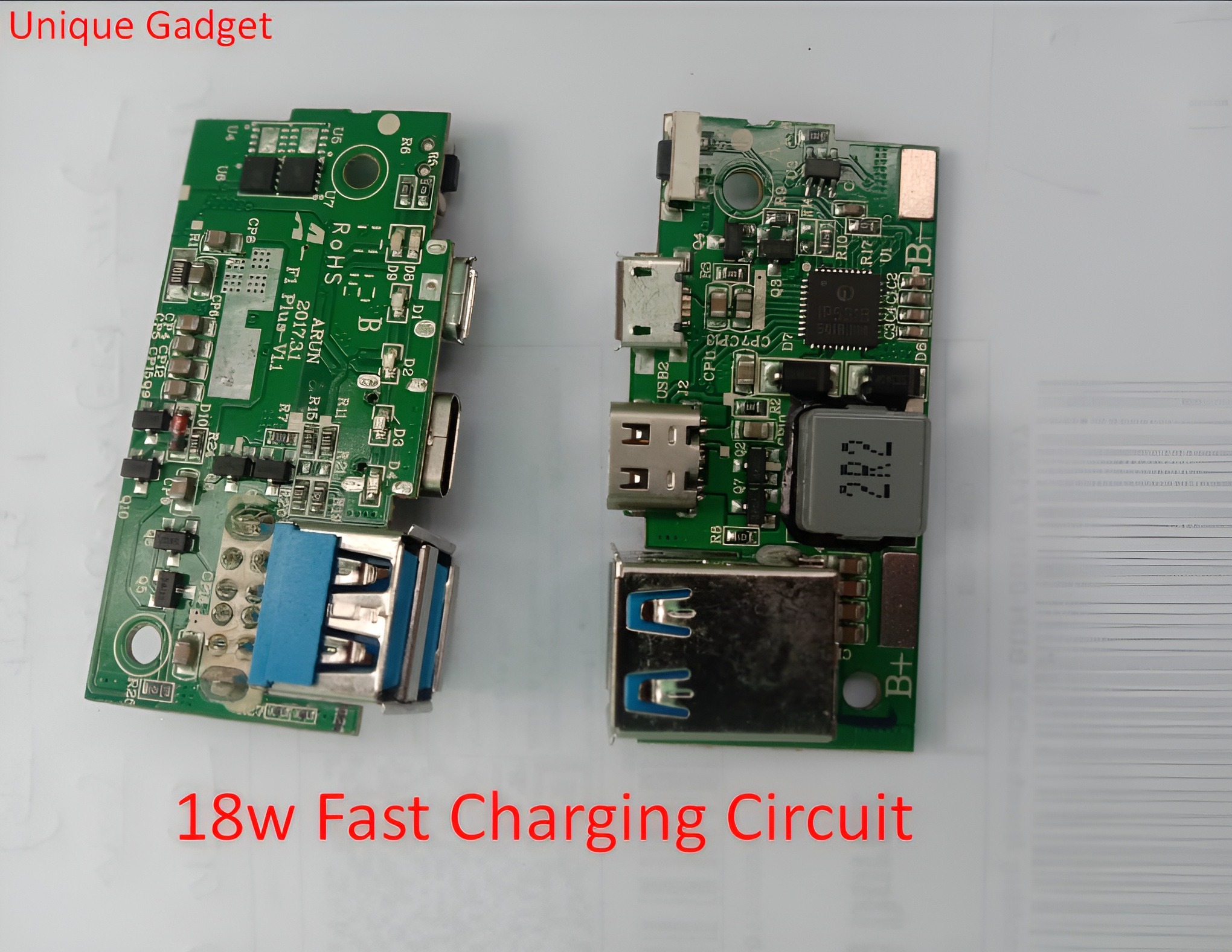 Fast Charging Power Bank Circuit 18W 3A Type C and Micro USB Charging port 2 USB Charging Port Power Bank Circuit
