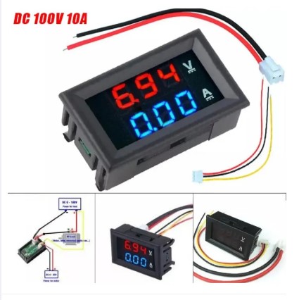 DC 0-200V 10A Digital Voltmeter Ammeter Blue + Red LED Dual Display Amp Volt Meter Car Voltage Current Monitor