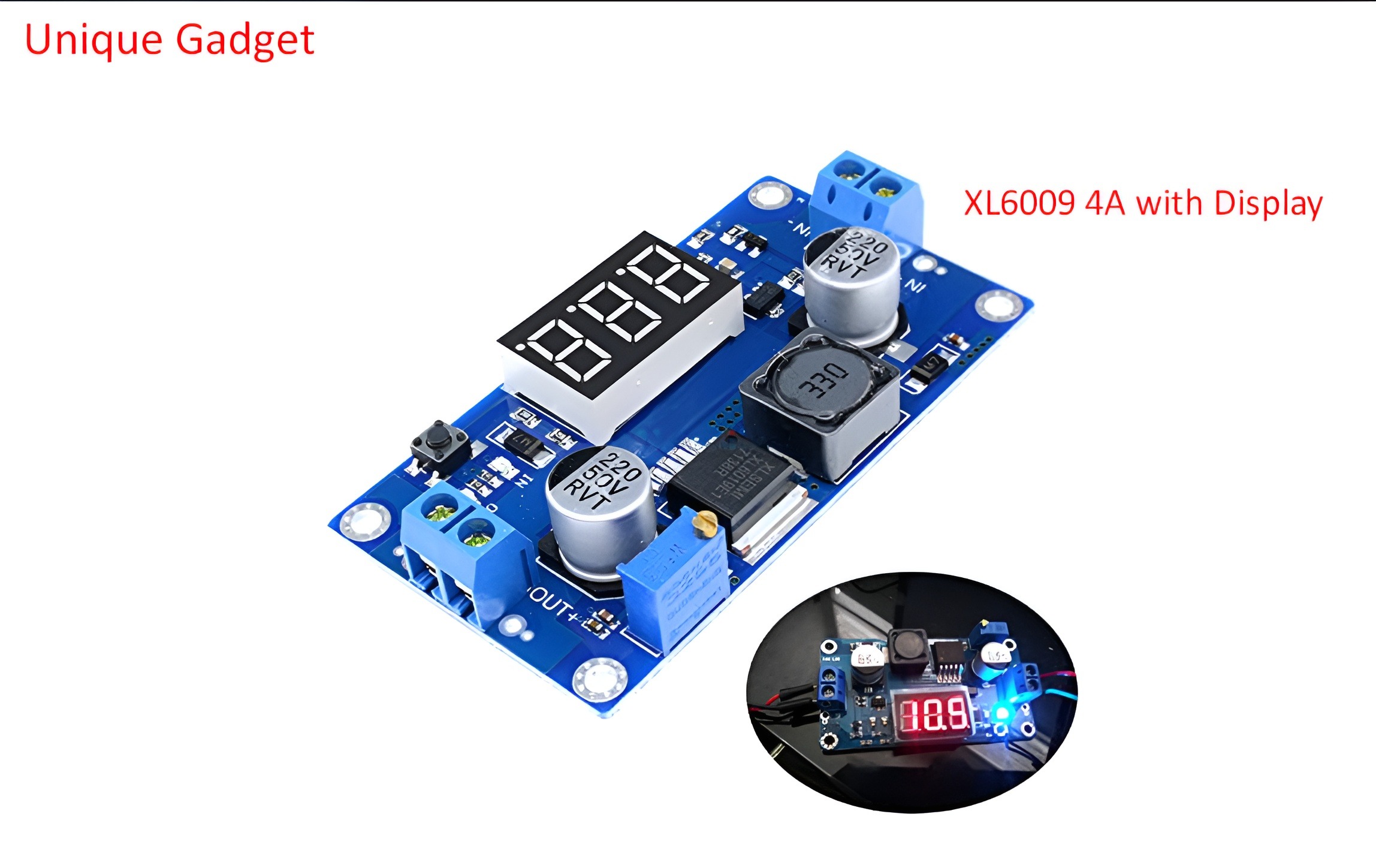 DC-DC XL6009 Digital Boost Step Up Power Supply Module Adjustable 4.5-32V to 5-35V Step-up Voltage Regulator with LED Voltmeter